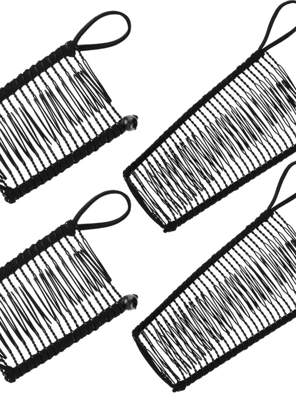 4 Pcs Stretch Banana Clips Comb, Black